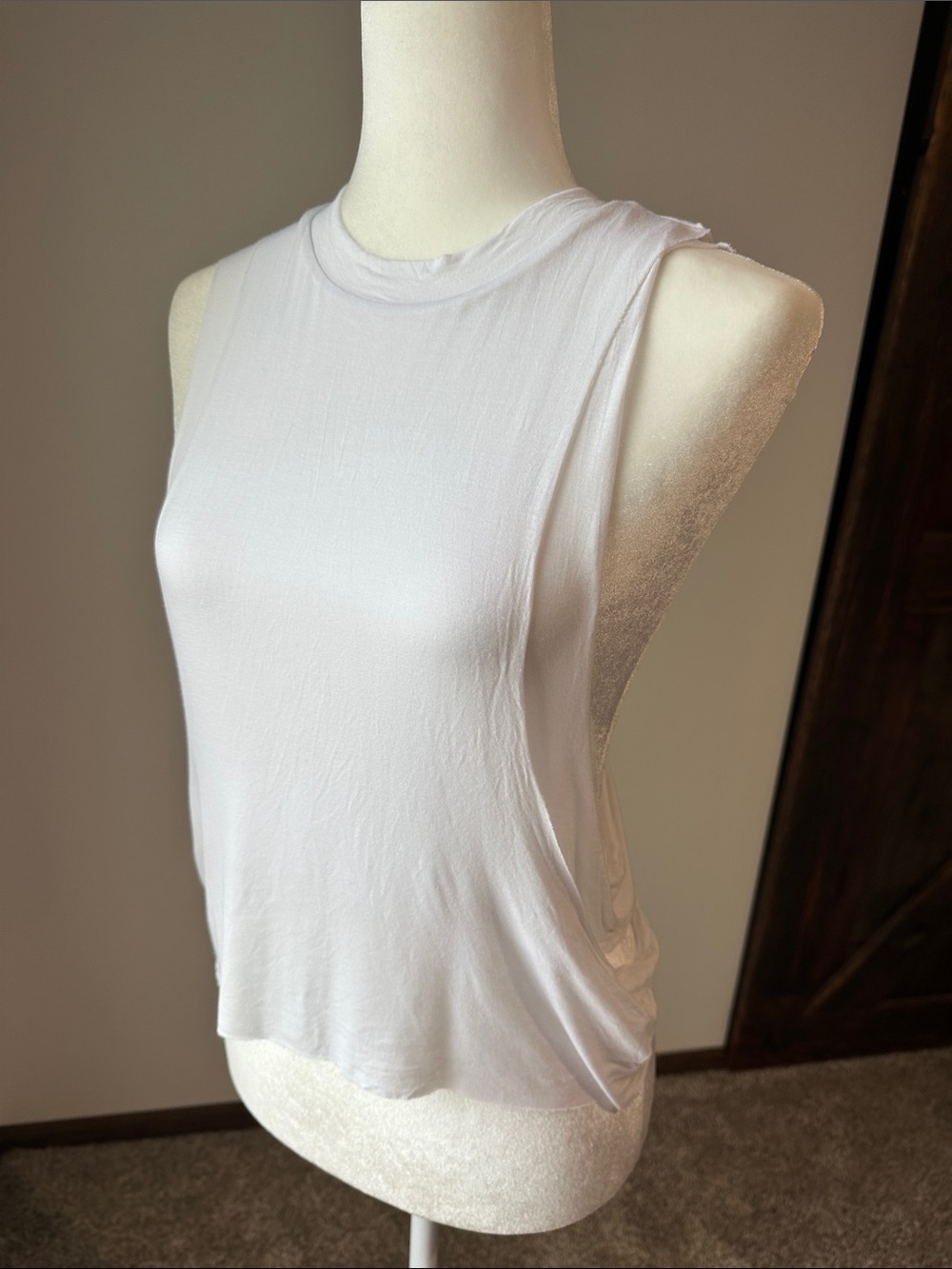 ALO Yoga White Draped Muscle Tank